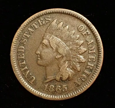 1865 Fancy 5 Indian Head Penny, Civil War Era Type Coin, Almost Full Liberty - Image 1 of 2