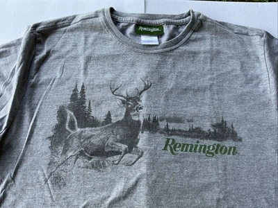 Camiseta masculina manga longa Remington XL cinza veado Buck logotipo paisagem caça ao ar livre - Imagem 1 de 4