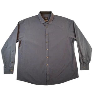 Jos A Bank Travel Tech Shirt Mens Large Blue Gray Tailored Fit Check Long Sleeve - Picture 1 of 9