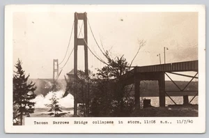 Historic 1940 Tacoma Narrows Bridge Collapse Real Photo Postcard RPPC - Picture 1 of 2