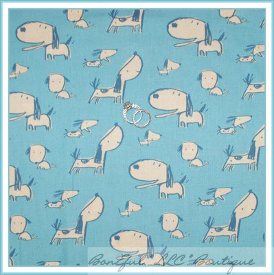 BonEful Fabric FQ Cotton Quilt Blue White Small DOG Puppy Play Toy Baby Boy Sale - Image 1 of 4