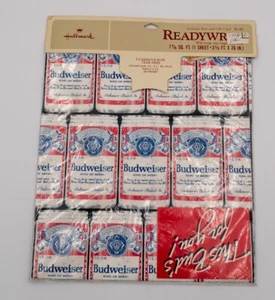Vintage Budweiser Hallmark Gift Wrap (New in package) - Picture 1 of 3