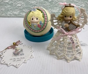 Enesco Precious Moments LOT of 3 Christmas Holiday Ornaments Ball Angel Vtg USA - Picture 1 of 8