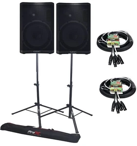 2x QSC CP12 Altoparlante compatto attivo PA/DJ 12 pollici 1000 watt + supporti... - Foto 1 di 9