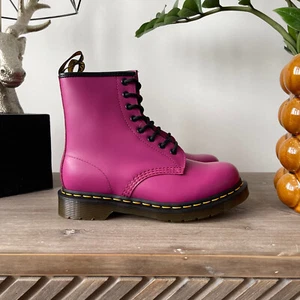 Dr MARTENS 1460 Leather BOOTS Smooth Fuchsia Pink 8 eye UK 5 EU 38 US 7 RARE