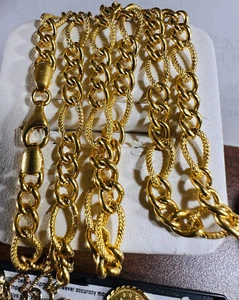 22K 22kt Dubai Gold Cable Chain Necklace 18” long 5mm 12.1grams Women’s size - Picture 1 of 24