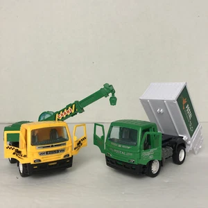 Lot Of 2 Friction Powered Delivery/Construction Trucks Doors Open Rubber Tires - Picture 1 of 12