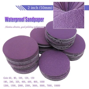 50mm 2 Inch Hook Loop Sanding Discs Pads 60-10000 Grit Round Wet & Dry Sandpaper - Picture 1 of 29