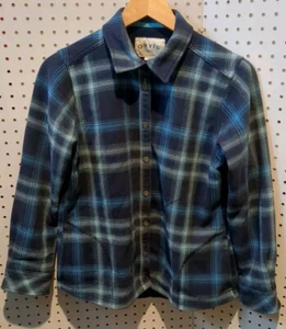 Orvis Flannel Jacket Medium Blue Pockets Snap - Picture 1 of 5