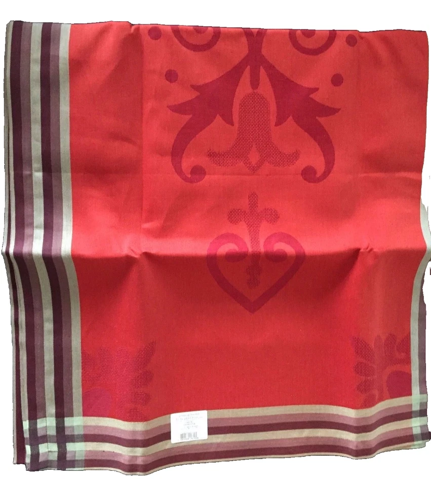 Le Jacquard Francais Table Runner 22 X 106 CASTEL AMARANTHE Red/OrangLinenCotton - Image 1 of 4