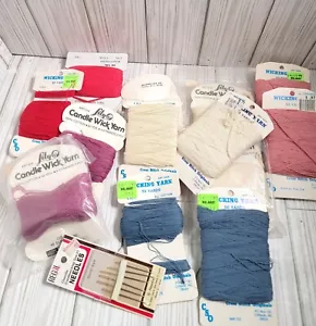 Lily Candle Wicking Yarn Thread Lot Multicolors 12 Card ART514 Cotton Needles - Picture 1 of 4