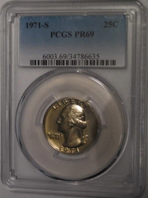 (E4) *** 1971 - S  PR 69 PCGS Washington Quarter *** - Image 1 of 2