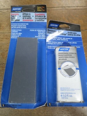 NORTON AFILADOR DE CUCHILLOS Y HERRAMIENTAS PIEDRA GRUESA Y FINA NUEVA 87933 Y ACEITE DE PIEDRA Foto 1 de 4