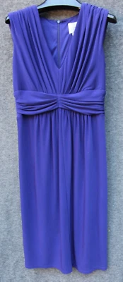 SUZI CHIN for Maggy Boutique Silk Purple Dress Sleeveless Ruched V-Neck Size 8 - Image 1 of 4