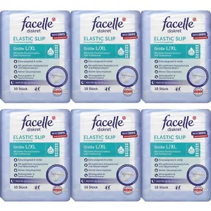 6 x 10 Stück | facelle diskret Elastic Slip super plus Gr. L / XL auch für Nacht - Bild 1 von 2