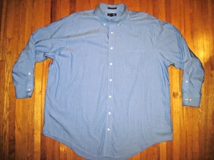 Lands' End Non Iron Blue/White Pin Stripe Oxford Dress Shirt 2X 18 1/2-34 New - Picture 1 of 7