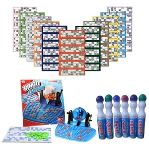 1 Bingo Book + 6 Jumbo Dabbers + Bingo Game Revolving Machine 90 Balls 48 Cards - Picture 1 of 17