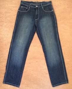 Pantalones de mezclilla Southpole para hombre 34x34 azul oscuro puntada en contraste sueltos años 90 Y2K LOGO - Imagen 1 de 12