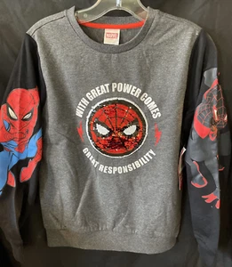 Spiderman Kids Reversible Sequins Face/Logo W/Graphic Sleeves Kids XS (4-5) Marv - Picture 1 of 4
