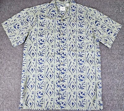 Camisa de campamento Robert Stock Ramie para hombre LT alta verde floral hawaiana abotonada Foto 1 de 4