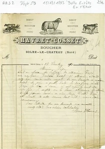 Dépt 59 - Solre Le Château - Belle Entête d'une Boucherie du 18/12/1893 A Voir ! - Bild 1 von 1