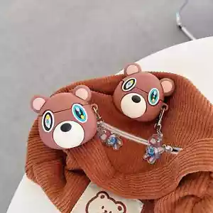 Kawaii Kanye Dropout Bear Teddy Bear Creative Earphone Case For Airpods 4 3 2 1 - Picture 1 of 10