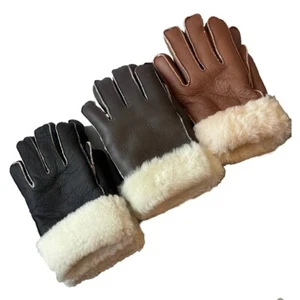 GUANTES CÁLIDOS DE PIEL DE CUERO REAL GENUINO PIEL DE OVEJA CUERO DE OVEJA Invierno S-2XL - Imagen 1 de 28