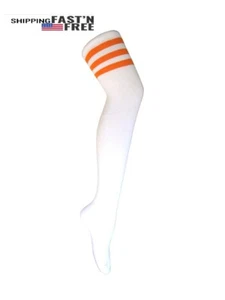 Premium Quality  Three Striped Cotton Roller Skate over Knee High Thigh Socks  - Picture 1 of 11