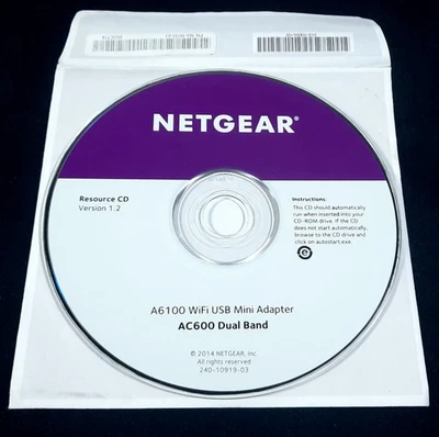 Netgear A6100 WiFi Adapter AC600 Dual Band Resource Disc/CD - WORKING - Image 1 of 2