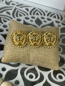 Broche Vintage Firma Triple Cabeza León Tono Dorado Pin Anne Klein Años 80 90 - Imagen 1 de 11