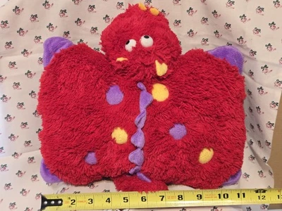 Pillow Pets Peewees Plush Fiery Dragon 11” 2010 Red Purple Clean  - Image 1 of 4