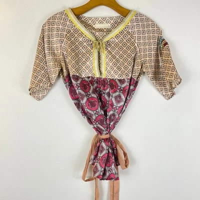 Odd Molly Anthropologie Burn Baby Burn Silk Geometric Style Blouse Size 2 - Image 1 of 4