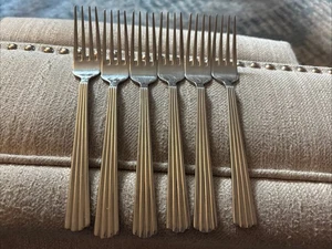 6 STANLEY ROBERTS 18/10 *Adriene Stainless Korean H Flatware Dinner Forks 8-1/8” - Picture 1 of 4