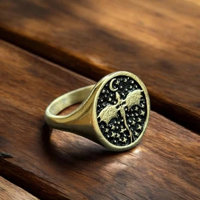 Valkyrie Dragon Engraved Signet Ring 925 Sterling Silver Handcraft Turkish Ring - Image 1 of 4