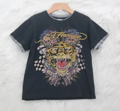Camisa Ed Hardy Niños Niños 6/7 Tigre Gráfico Tatuaje Arte De Colección Don Ed Hardy #1186 Foto 1 de 4