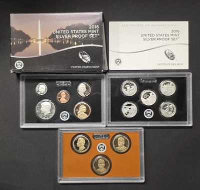 2016-S UNITED STATES MINT SILVER PROOF 13 COIN SET with Original Box & COA! - Image 1 of 4