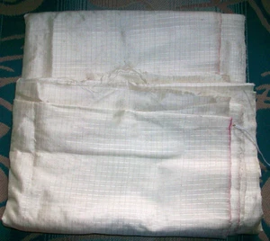 Vintage Light Ivory 100% Silk Windowpane Tissue Taffeta Specialty Fabric - Picture 1 of 3