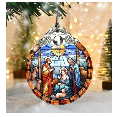 Adorno de vitral Belén-S082 Adorno de pesebre atrapasol, 3 X 3,5 Foto 1 de 4