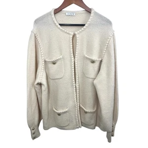 J.Crew Odette Sweater Lady Jacket Cardigan Boucle XL Ivory Cozycore Cottage - Picture 1 of 11