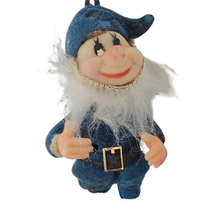 Vintage beflockt Disney Produktion Schneewittchen blau Zwerg Weihnachtsschmuck *LESEN - Bild 1 von 6