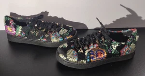 Women’s Size 6 Rouge Black Floral Embroidered Sneakers Multi Color - Picture 1 of 10