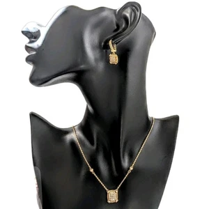 JUDITH RIPKA Sterling Silver Gold Vermeil Diamonique Necklace & Earrings 18" - Picture 1 of 12