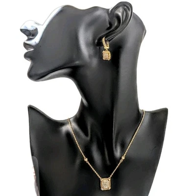 Collar y Pendientes JUDITH RIPKA Plata Esterlina Oro Vermeil Diamonique 18" Foto 1 de 4