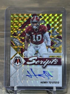 Selecciones de borrador de mosaico Panini 2023 Henry To'oTo'o Scripts Gold Prizm Auto SSP #/10 - Imagen 1 de 2