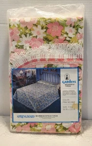 Vtg Springmaid No-Iron Bedspread Throw Full Size Gardens Pattern Pink Floral - Picture 1 of 5