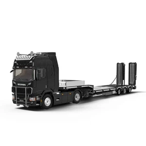 SCANIA Flatbed Transport Trailer - black - Time Micro 1:64 - Foto 1 di 6