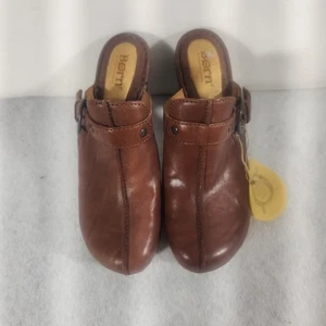 "BORN" Pantolette/Clogs, braune Leder Plateau Slipper, Heels Gr. 8, Boho Hippie - Bild 1 von 12