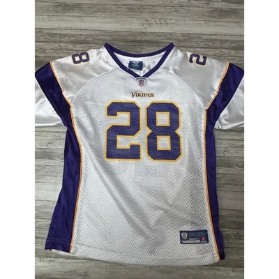 Camiseta Reebok Adrian Peterson Minnesota Vikings Juvenil Talla Grande Camisa Blanca NFL Foto 1 de 4