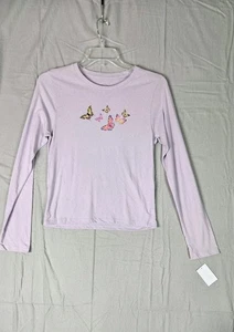 CAMISETA Manga Larga Estampado Mariposa Alta Res Juniors Grande Algodón Lila - Imagen 1 de 5