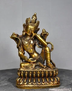 Statua Buddha Pensante Tibetano Bronzo 7,1 Pollici Altare Buddista Meditazione Decorazione - Foto 1 di 11